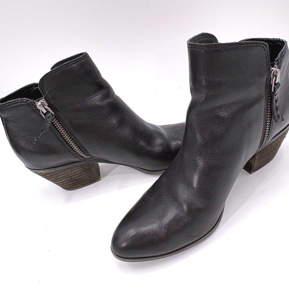 Frye Womens Judith Double Zip Black Leather Ankle Booties Size 6.5M Moto
